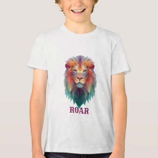 En Tri-matière T-shirt de Lion géométrique pour garçons - Carte d