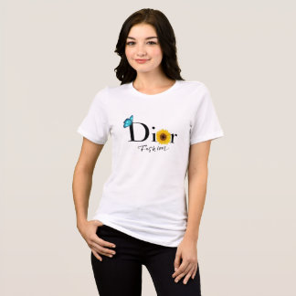 En Tri-matière T-shirt de mode Dior avec papillon et tournesol