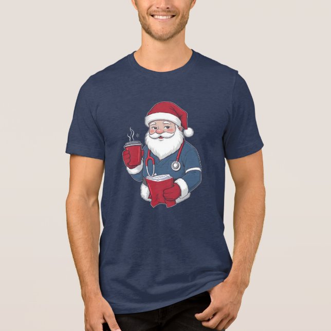 En Tri-matière T-Shirt de Noël Nurse Santa | Code Blue Coffee I (Recto)