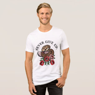 En Tri-matière T-shirt de style tatouage serpent et rose Ne jamai