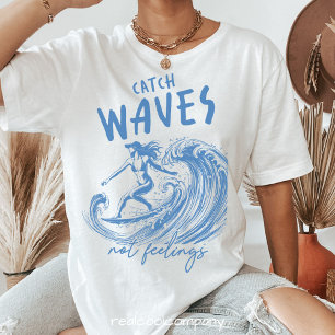 En Tri-matière T-shirt de surfeur Waves Not Feelings – Art aquare