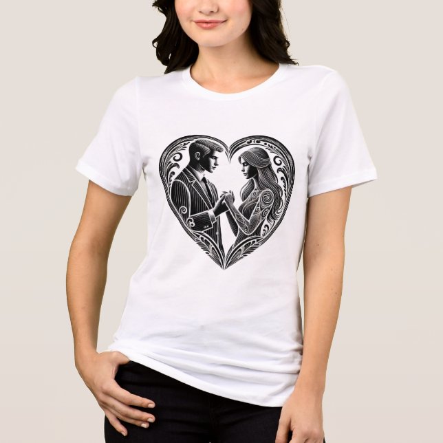 En Tri-matière T-Shirt Design Amour Minimaliste (Recto)