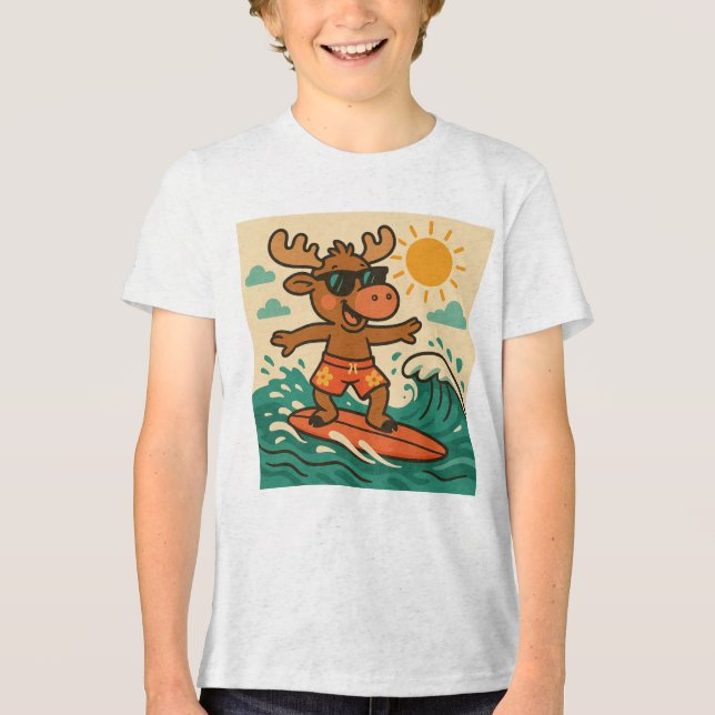 En Tri-matière T-shirt d'été de l'orignal pour enfants (Recto)