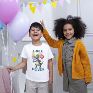 En Tri-matière T-shirt Dinosaure d'anniversaire personnalisé