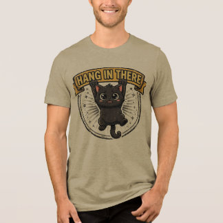En Tri-matière T-shirt drôle de chat noir Hang In There | Chat vi
