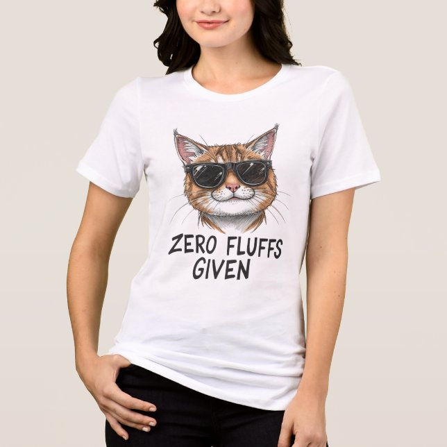 En Tri-matière T-shirt drôle de chat | Zéro peluches données (Recto)