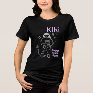 En Tri-matière T-shirt drôle de fille Kiki aux nouilles   Nourrit