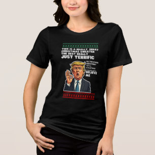 En Tri-matière T-shirt drôle de Noël démodé parodiant Donald Trum