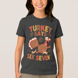 En Tri-matière T-shirt drôle de Thanksgiving « Dinde dit Six Sept