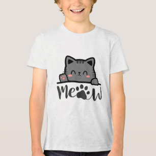 En Tri-matière T-shirt drôle 'Meow' pour amateur de chats - Desig