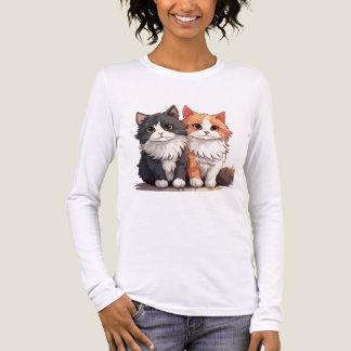 En Tri-matière T-shirt Duo de Chat Mignon et Fluffy | Chat de Des