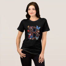 T-shirt élégant pour femmes avec fleurs initiales