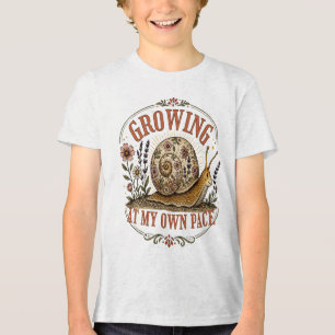 En Tri-matière T-shirt enfant Fleur de Escargot Croissant à Mon P