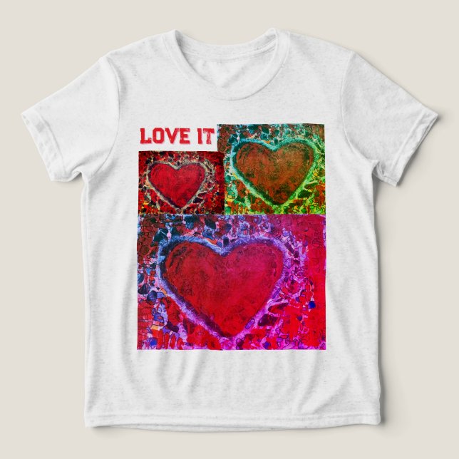En Tri-matière T-shirt Enfants "Love It" multiples Coeurs (Design Recto)