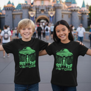 En Tri-matière T-Shirt Enlèvement OVNI Visiteurs Aliens Enfants