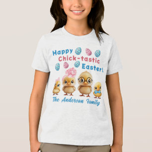 En Tri-matière T-shirt famille Retro Happy Easter Chicks