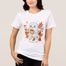 T-shirt fantôme mignon buvant du café - Cozy Vibes