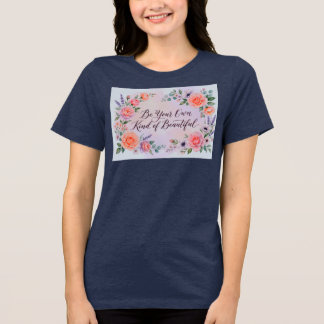 En Tri-matière T-shirt féminin élégant avec citation florale