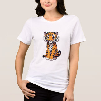 En Tri-matière T-shirt féminin Tigre mignon