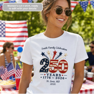En Tri-matière T-Shirt Femme 250 Ans Anniversaire Amérique