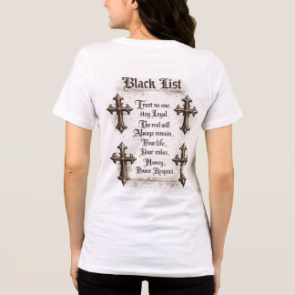 En Tri-matière T-Shirt femme avec impression au dos Black List