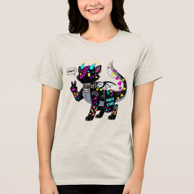 En Tri-matière T-shirt femme Cyber Neon Gamer Cat Furry (Recto)
