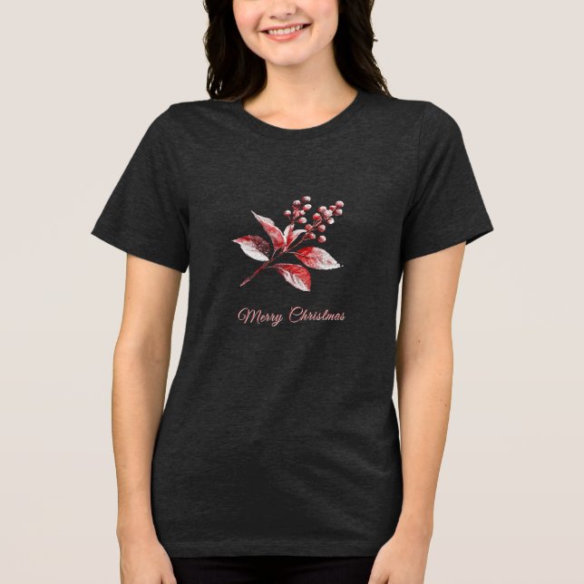 En Tri-matière T-shirt femme Feuille de vacances Snowy Red (Recto)