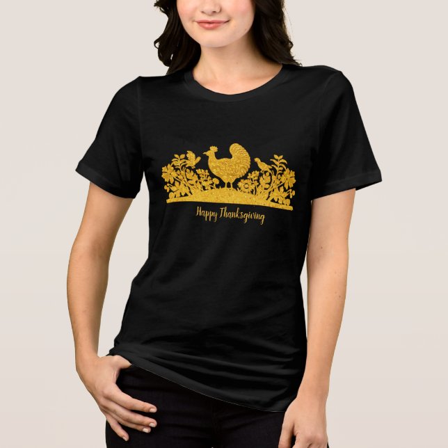 En Tri-matière T-shirt femme florale Turquie Thanksgiving or (Recto)
