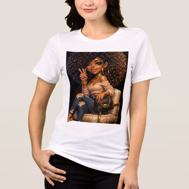 En Tri-matière T-Shirt Fille Chibi Élégante  (Recto)