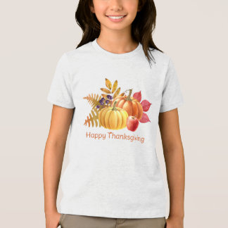 En Tri-matière T-Shirt Filles de Thanksgiving Citrouille