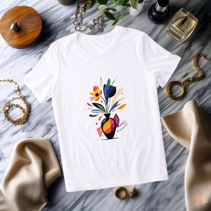 En Tri-matière T-Shirt Fleur Abstrait Coloré Artistique Moderne
