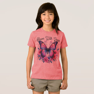 En Tri-matière T-Shirt Fleur de Beurre Papillon Floral | Rose B