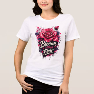 En Tri-matière T-Shirt Fleur de Rose Rose Foncé 'Fleurir sans Peu