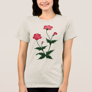 En Tri-matière T-Shirt fleuri beige, rose et vert