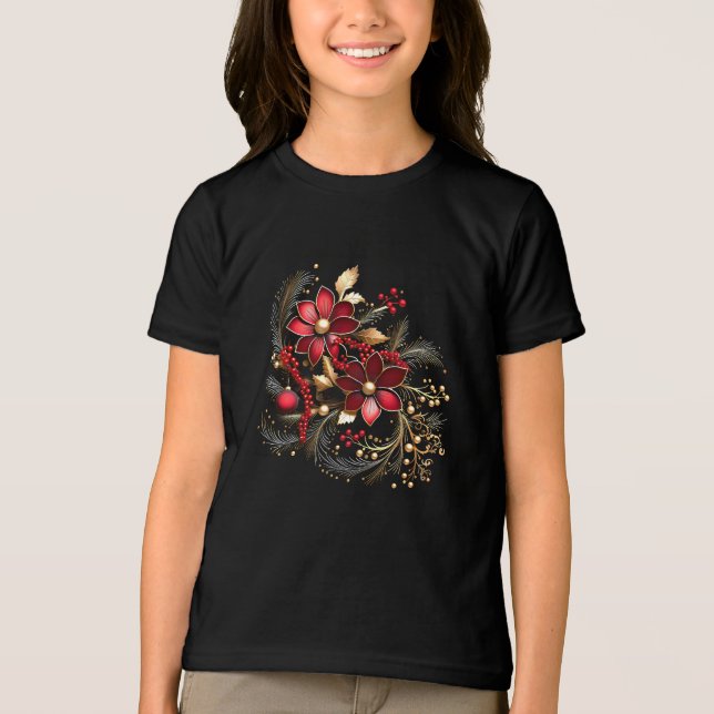 En Tri-matière T-shirt Fleurs rouges (Recto)