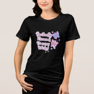 En Tri-matière T-Shirt Floral Papillon Violet