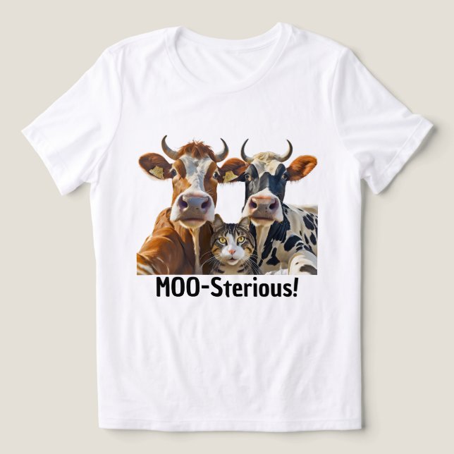 En Tri-matière T-shirt Fun Cows et Cat Selfie ! (Design Recto)