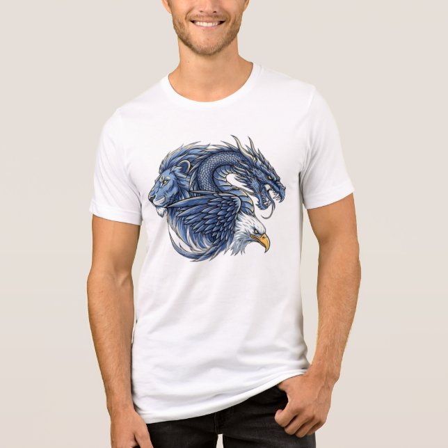 En Tri-matière T-shirt Fusion de bête d'Imaginaire Anime - Lion,  (Recto)