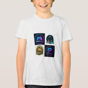 En Tri-matière T-Shirt Garçons Badges de Jeu Rétro Tee-shirt Ga
