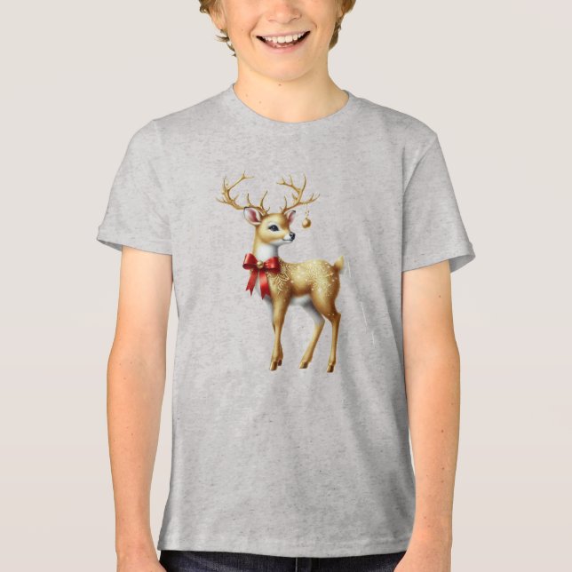 En Tri-matière T-Shirt Garçons Renne Doré (Recto)