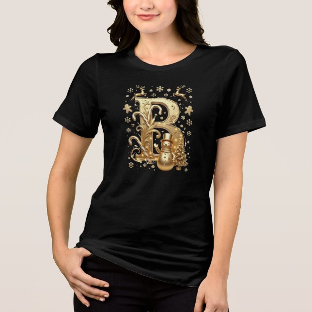 En Tri-matière T-Shirt Gold Letter B Luxury Snowman Tri-blend (Recto)