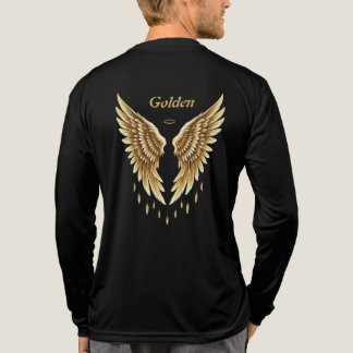 En Tri-matière T-shirt Golden Wings - Elegant Black & Gold Angeli
