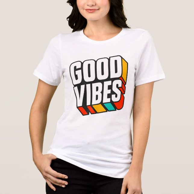 En Tri-matière T-shirt Good Vibes 3D rétro (Recto)