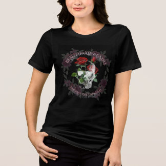 En Tri-matière T-shirt gothique esthétique crâne et Rose