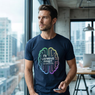 En Tri-matière T-Shirt Graphique AI Apprend la Technologie Rapide