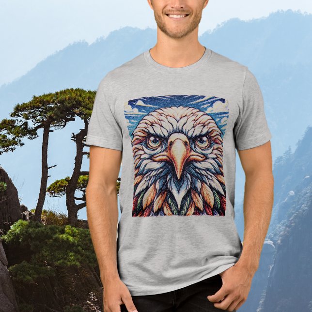 En Tri-matière T-Shirt Graphique Aigle Tri-Blend (Créateur téléchargé)