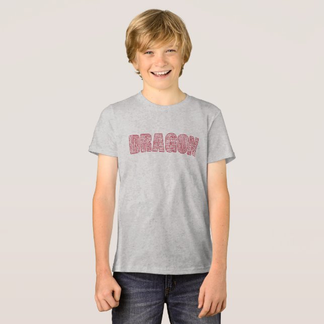 En Tri-matière T-Shirt Graphique avec lettrage 'DRAGON' gras (Recto plein)