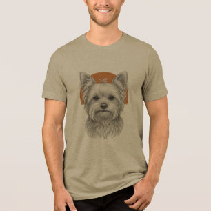 En Tri-matière T-Shirt Graphique avec Portrait de Yorkshire Terri