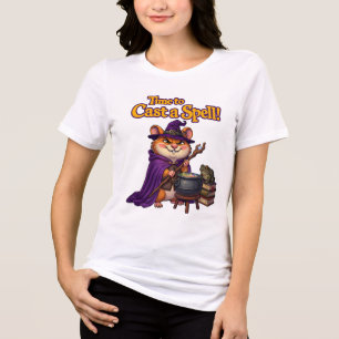 En Tri-matière T-shirt graphique avec un hamster magicien mignon