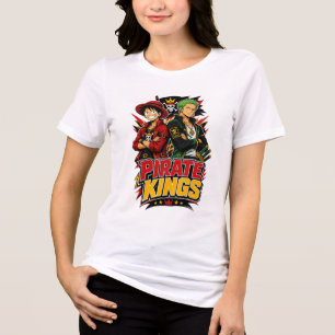 En Tri-matière T-Shirt Graphique d'Action Animé des Rois Pirates